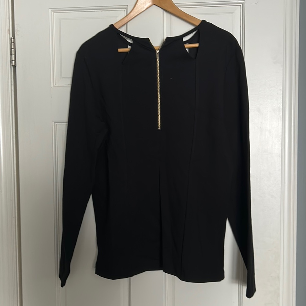 Marc Bouwer Unlimited Black Zip Up Blouse Size XL